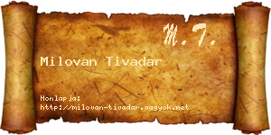 Milovan Tivadar névjegykártya